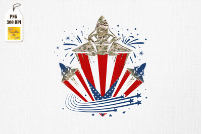 Fighter Jet USA Flag Airplane 4th July