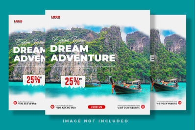 Travel Adventure Social Media Post Design Template