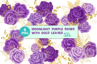 Moonlight Purple Rose Bouquets Clipart