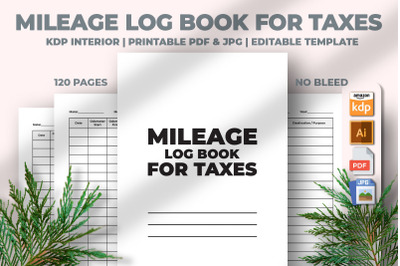 Mileage Log Book For Taxes KDP Interior