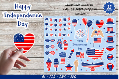 Happy Independence day decorative stickers PNG