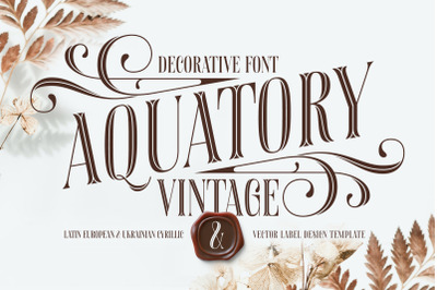 Aquatory Vintage Font and Template.