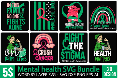 Mental Health SVG Bundle, Breast Cancer SVG Bundle