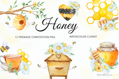 Watercolor Honey Premade composition clipart