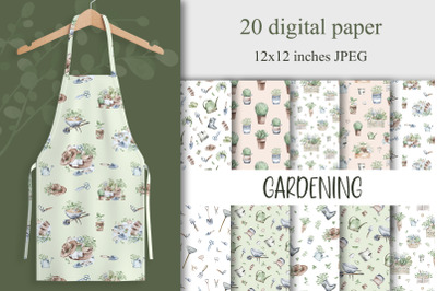 20 Garden Digital Paper Gardening for Scrapbooking