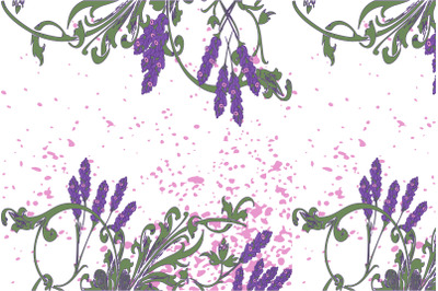 Hand drawn lavender flowers on white, abstract floral pattern cover de