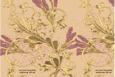 Hand drawn lavender flowers on beige, abstract floral pattern cover de