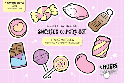 Sweeties Illustrations - Clipart Set - Candy Sweets Stickers