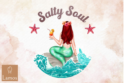 Salty Soul Love Summer Mermaid Design