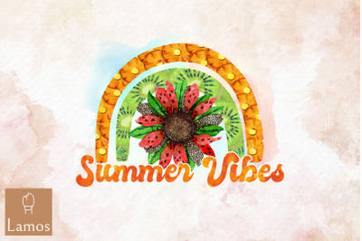 Summer Vibes Rainbow Sunflower Design