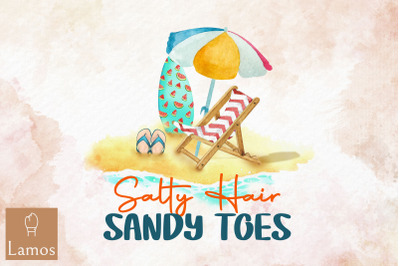 Salty Hair Sandy Toes Beach Summer PNG