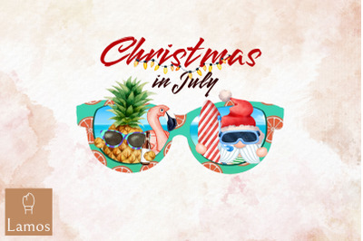 Christmas In July Santa Sunglasses PNG