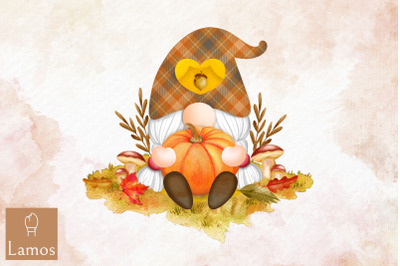 Gnome With Pumpkin Fall Autumn Design