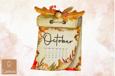 October Calender Autumn Fall Sublimation