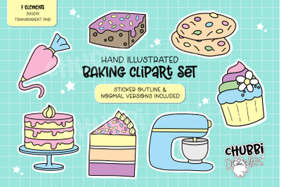 Baking Illustrations - Clipart Set - Cake Bake Stickers