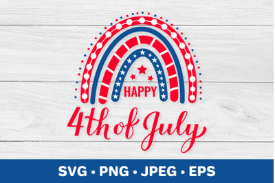 American patriotic rainbow. Happy 4th of July SVG