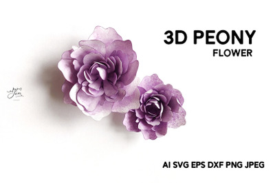 3D peony SVG Paper flower SVG 3D paper flower for Cricut