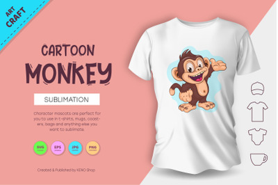 Cute Cartoon Monkey. Crafting, Sublimation.