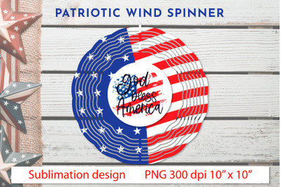 Wind spinner. Patriotic sublimation design God bless America