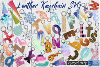 Leather Keychain Alphabet SVG Bundle | Key Fob Numbers SVG | Bag Tag D