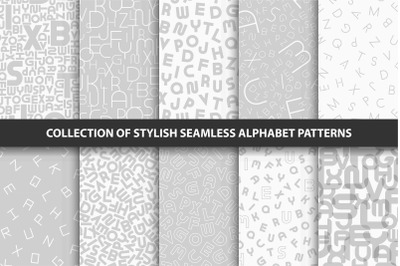 Gray seamless alphabet patterns