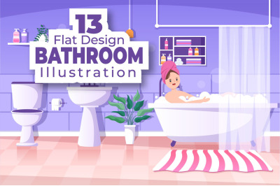 13 Modern Bathroom Furniture Interior Illustration