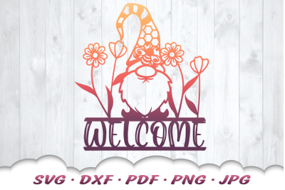 Honey Bee Gnome SVG | Floral Welcome Sign SVG Files