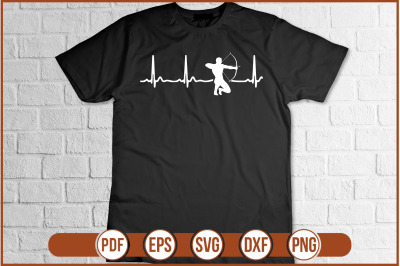 heartbeat with archery t-shirt design