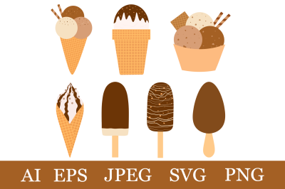 Ice cream clipart. Ice cream SVG. Chocolate ice cream