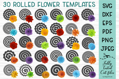 Paper flowers SVG Bundle | Rolled flower templates