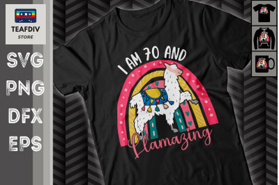 70 Years Old Llama Birthday Llamazing