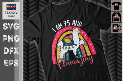 75 Years Old Llama Birthday Llamazing