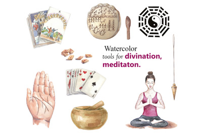 Watercolor tools for meditations and divination