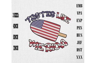 Tastes Like Merica Ice Cream 4th Of July Embroidery