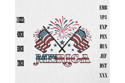 American Flag Merica Patriotic 4th Of July Embroidery