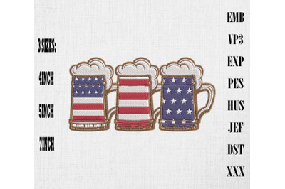 Beer Lover 4th Of July Embroidery&2C; USA Independence Day