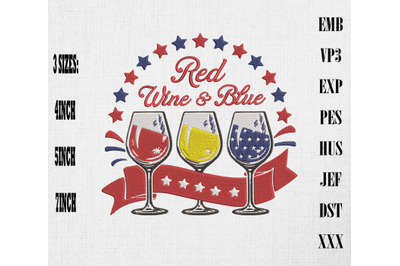 Red Wine &amp;amp; Blue 4th Of July Embroidery