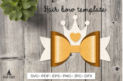 Hair bow template svg with crown