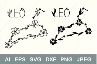 Leo zodiac sign svg, Constellation dxf, Astrology svg