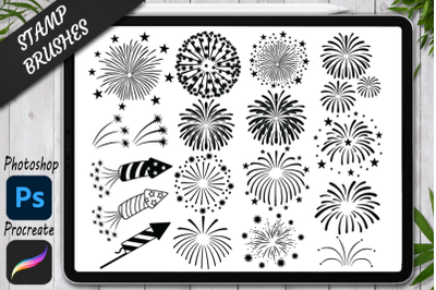 Fireworks Stamps Brushes for Procreate and Photoshop. 4th of July.