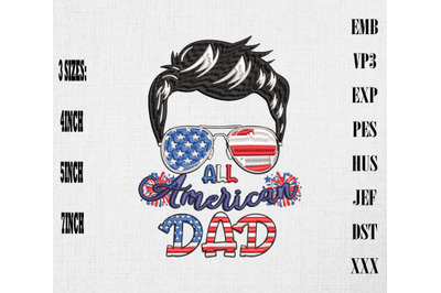 All American Dad 4th Of July Embroidery