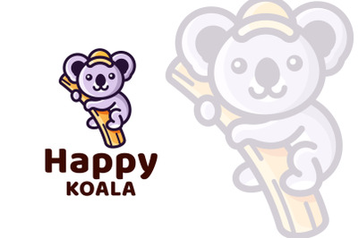 Happy Koala Cute Logo Template