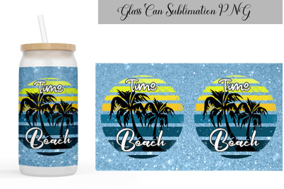 Beach Libbey Can Glass | Retro Sunset Glass Can