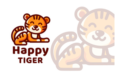Happy Tiger Cute Logo Template