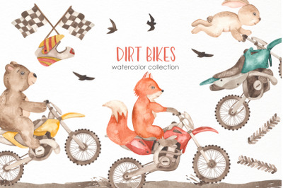 Dirt bikes watercolor