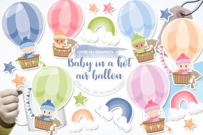 Baby in  a hot air balloon