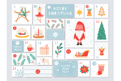 Christmas advent calendar, holiday event day to new year