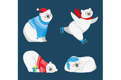 Christmas polar bears collection position and pose