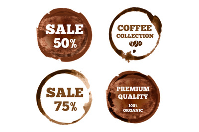 Coffee labels sale stain and premium quality collection