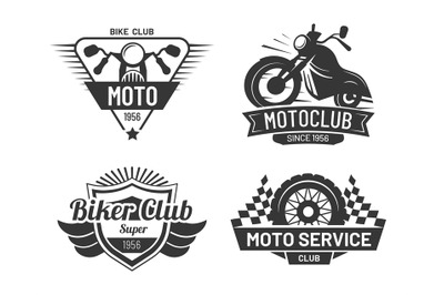 Motorcycle badges of collection, moto biker club